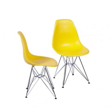 Imagem de Conjunto 2 Cadeiras Eames DKR Base Cromada OR Design Amarelo