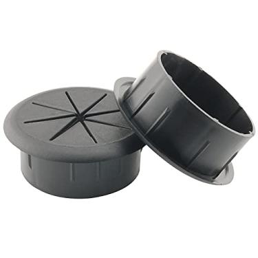 Imagem de HJGarden 2 peças de 5 cm para cabo de mesa de 5 cm, capa com orifício para cabo de arame para móveis de escritório, caixa de fio de 50 mm, preto