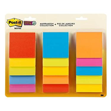 Imagem de Post-it (R) Notas superadesivas, 7,62 cm x 7,62 cm, cores sortidas, 45 notas por bloco, pacote com 15 blocos