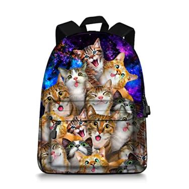 Imagem de JBS-NO.1 Mochila fofa de gatos para adolescentes meninos, bolsas de livros de lona para escola, Laptop, Cat-4, 11.4”(L)*6.9”(W)*15.4”(H)