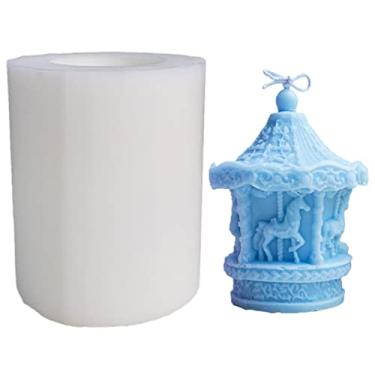 Imagem de Molde de vela de silicone em forma de carrossel, molde de sabão de silicone, molde de bolo de chocolate, molde de fundição de resina epóxi, cera DIY, argila de polímero, gesso