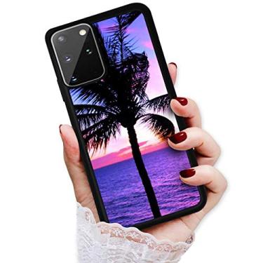 Imagem de Para Samsung S21+, para Samsung Galaxy S21 Plus 5G, capa traseira macia protetora durável, HOT12377 palmeira tropical praia roxa 12377