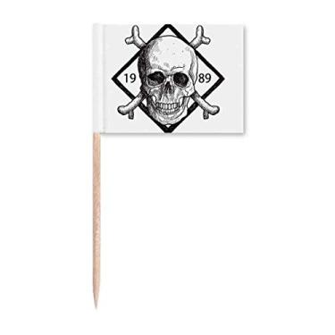 Imagem de Esqueleto pirata 1989 Padrão Decoração Palito Bandeiras Marcador Topper Decoração Festa