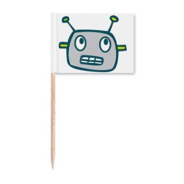 Imagem de Universo e alienígena Robô Cinza Palito Bandeiras Marcador Topper Decoração de Festa
