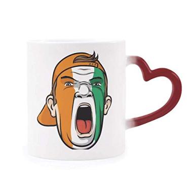 Imagem de Coate d'Ivoire tampa de maquiagem facial sensível ao calor caneca vermelha caneca de grés que muda de cor