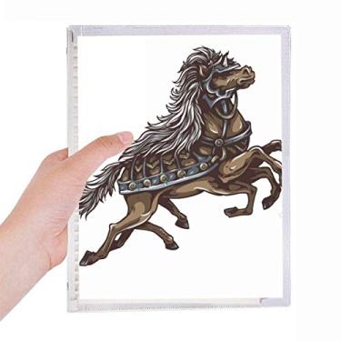 Imagem de Caderno de folhas soltas para diário recarregável com estampa de animais e armadura de cavalo correndo