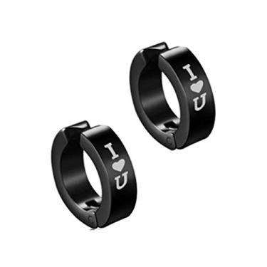 Imagem de Brinco De Pressão De Argola Preto - I U - PAR