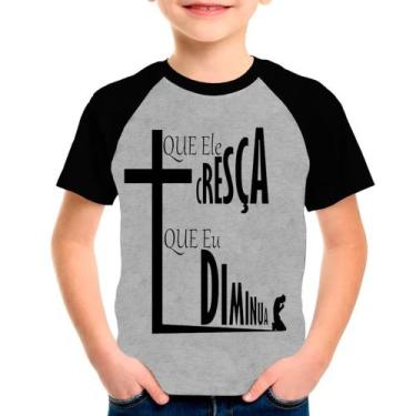 Imagem de Camiseta Raglan Gospel Evangélica Cinza Preto Infantil02 - Design Cami