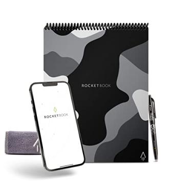 Imagem de Rocketbook Flip – com 1 caneta Pilot Frixion e 1 pano de microfibra incluído – Capa de inverno lunar, caderno camuflado, tamanho carta (21,5 x 28 cm)