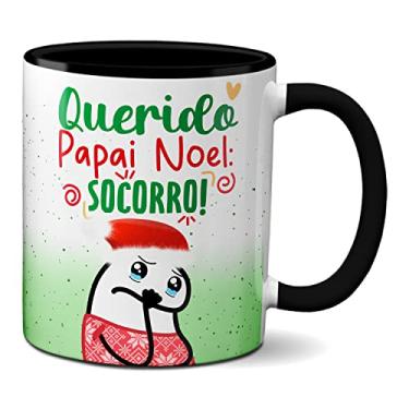 Imagem de Caneca de Natal Engraçada Flork Papai Noel Socorro (Preta)