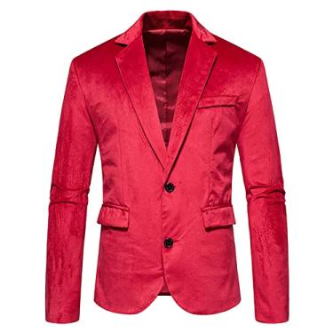 Imagem de Blazer de casamento masculino 2 botões jaqueta slim fit outono blazer esporte casaco masculino casual blazer jaquetas para jantar, baile, festa, vermelho, G