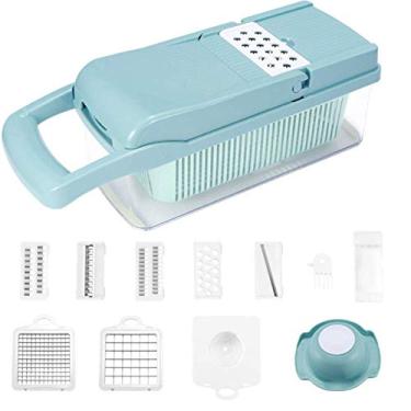 Imagem de picador de cebola multifuncional, descascador de alimentos picador de salada picador de vegetais cortador de vegetais espiralizador de vegetais cortador de vegetais fabricante de zoodle espremedor de limão separador de ovo cortador de ovo