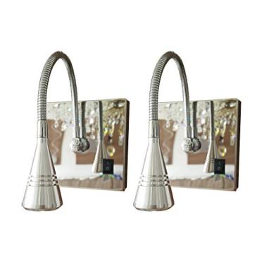 Imagem de Kit 2 Arandelas Articulada Led Leitura Cabeceira Cama Hotel Com Interruptor (Luz Branca Fria 6500k)