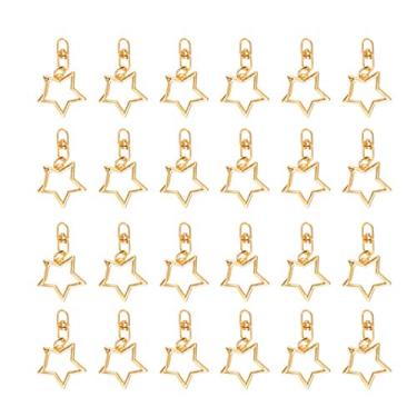 Imagem de NUOBESTY 48 peças Star Spring Snap Chaveiro Clipes Giratórios Cordão Gancho Chaveiro Metal DIY Acessórios Chaveiro Chaveiro Dourado