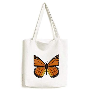 Imagem de Amostra de borboleta em sacola de lona laranja bolsa de compras bolsa casual bolsa de mão