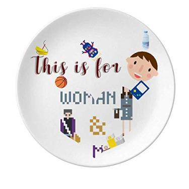 Imagem de Mochilas masculinas e femininas, joias de porcelana, prato de jantar, prato redondo, menino e homem