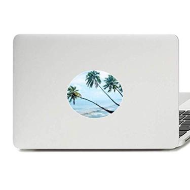 Imagem de Decalque para notebook com emblema de vinil e imagem de árvore verde da praia do oceano