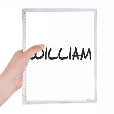 Imagem de Caderno de anotações especiais com escrita inglesa WILLIAM com folhas soltas e diário recarregável