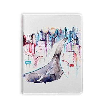 Imagem de Caderno de anotações em aquarela City Building Highway Streetlight