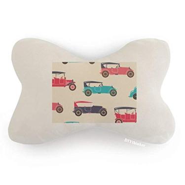 Imagem de DIYthinker Almofada para decoração de pescoço com estampa de desenho de carros clássicos coloridos e clássicos