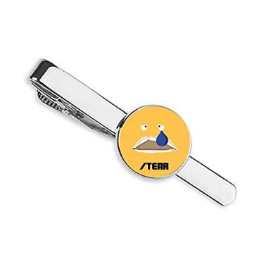 Imagem de Gravata com clipe de gravata amarelo triste com emoção lágrima, presente para homem de negócios