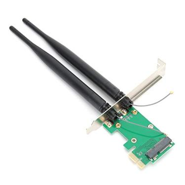 Imagem de Placa adaptadora, mini cartão adaptador PCI-E para PCI-E com antena amplamente compatível para placa de rede para roteador (antena 6DB)