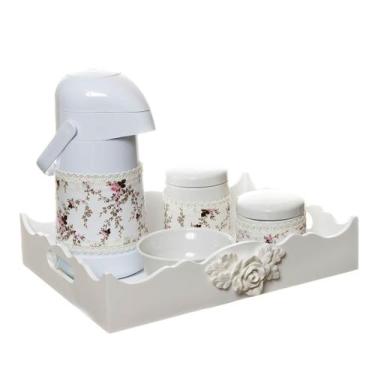Imagem de Kit Higiene Com Porcelanas E Capa Resina Rosa Grande Quarto Bebê Menin