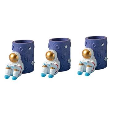 Imagem de Gadpiparty 3 Pecas Porta Canetas Copo De Caneta Copos De Suprimentos De Mesa Copo De Pincéis De Maquiagem Material De Faculdade Astronauta Filho Resina Copo De Pincel De Maquiagem Lápis