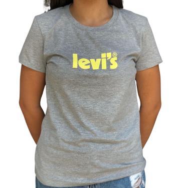 Imagem de T Shirt Levis Fem Cinza logo Amarelo