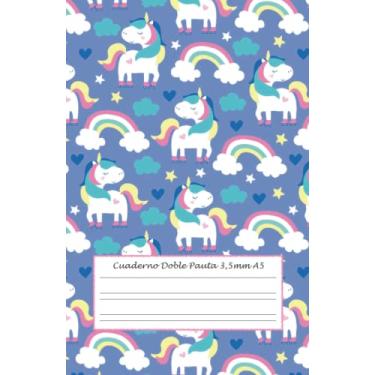 Imagem de Cuaderno Doble Pauta 3,5 mm A5: Cuaderno doble línea sin espiral a5 - 50 hojas - 100 páginas - libreta infantil pequeña - libreta unicornio a5 - libreta infantil unicornio