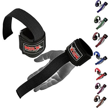 Imagem de MRX Alça de levantamento de peso para levantamento de peso com suporte para levantamento de peso com suporte de pulso para treinamento de força, musculação, alças de pulso para levantamento de peso |Preta