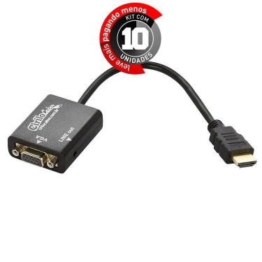 Imagem de Cabos Conversor Hdmi Para Vga Com Áudio 20 Cm - Kit 10
