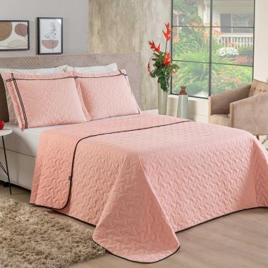 Imagem de Cobre Leito Queen Bella 100% Algodão 3 Peças - Rosa