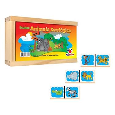 Imagem de Dominó Animais Zoológico em Madeira 28 Peças a Partir de 4 Anos Embalagem em Caixa Madeira Ciabrink