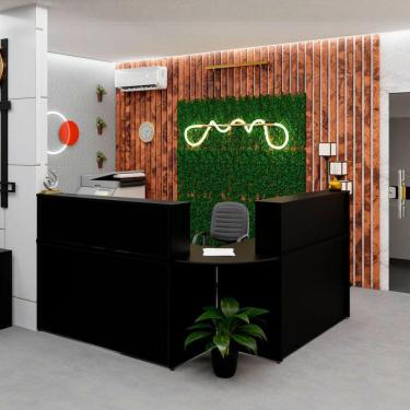 Imagem de Balcão Atendimento de Canto para Recepção 2 Gavetas Preto