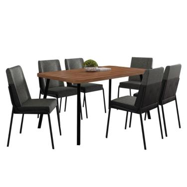 Imagem de Conjunto Sala de Jantar 6 Cadeiras San Paolo Carraro Nog Pre