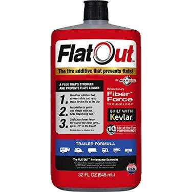 Imagem de FlatOut Selante de pneu (fórmula de reboque), ótimo para reboques de viagem, reboques de barco, trailers de cavalo, reboques de carga, reboques utilitários e mais, 947 g com ferramenta de núcleo de válvula e 2 substituições, 1 unidade