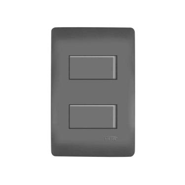 Imagem de Interruptor Simples Duplo Fame Habitat Black Com Placa 4x2 Preto