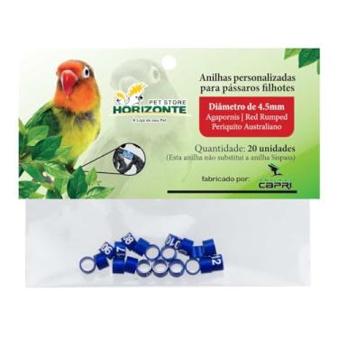 Imagem de Anilhas Anéis 4.5mm Agapornis Kakariki Red Rumped Forpus Catarina Neophema Metal Alumínio Coloridas Anel Fechado Marcação Número Identificação - 20 unidades (Azul)