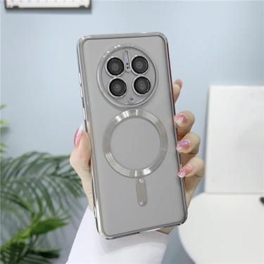 Imagem de Capa transparente de carregamento magnético sem fio, capa transparente prateada para huawei mate 50 pro 40 30 pro 20 p50 p40 p30 pro