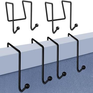 Imagem de Pacote com 4 ganchos de cubículo para casacos, painel de parede de divisória ajustável ganchos duplos para pendurar e armazenar roupas, bolsas, bolsas, chaves, guarda-chuvas, cor preta