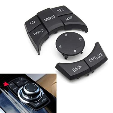 Imagem de Goodithy Capa de botão de controle multimídia CIC iDrive preta compatível com BMW 1 3 5 X1 X3 X5 X6 Series Console botão botão de substituição para BMW F20 F22 F30 F34 F36 F10 F02 F06 F25 F15 (modelo A)