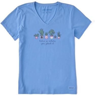 Imagem de Life is Good - Camiseta feminina Home is Where You Plant It, Cornflower Blue, M