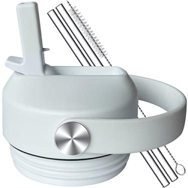 Imagem de Tampa de palha para substituição de tampa YETI, tampa de palha com alça flexível para acessórios de tampa de garrafa YETI Rambler - Jr 12 18 26 36 1,81 g, branca