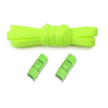 Imagem de No Tie Shoelaces Elastic Men And Women Casual Shoes Lazy Shoe Laces Colorful Press Metal Lock Flats Shoelace Accessories (Color : Fluorescent green)