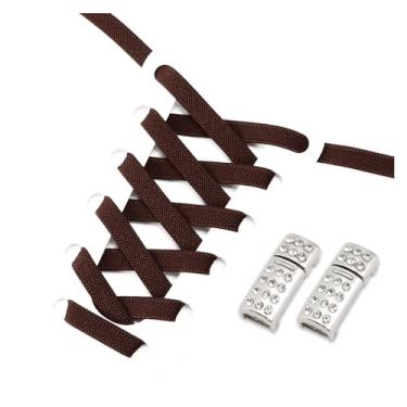Imagem de Shoelaces Without Tie Kids Adult Width Elastic Laces For Flat Sport Shoes Casual Shoes Accessories (Color : Dark brown)
