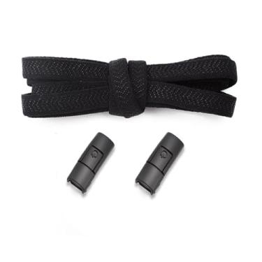 Imagem de No Tie Shoelaces Elastic Men And Women Casual Shoes Lazy Shoe Laces Colorful Press Metal Lock Flats Shoelace Accessories (Color : Black)