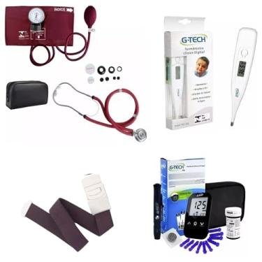 Imagem de Kit Enfermagem + Aparelho Medidor Glicose LITE Completo Premium (VINHO)