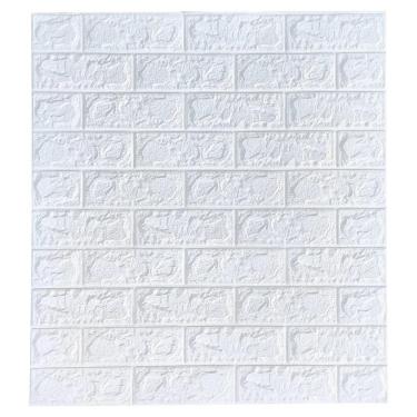 Imagem de Kit 10 Placa Painel 3D Tijolo Branco Auto Adesivo 70 X 77 Cm