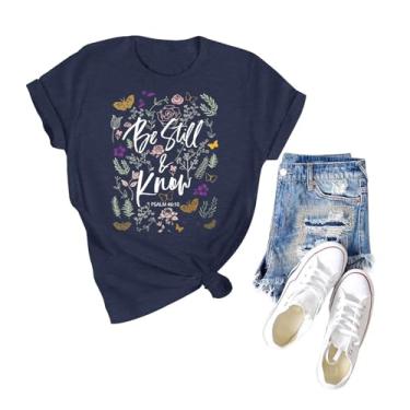 Imagem de Camiseta Be Kind para mulheres Kindness Teacher Camiseta estampada Dia dos Namorados Inspirational Blessed Tops, R 03 - azul marinho arroxeado, P